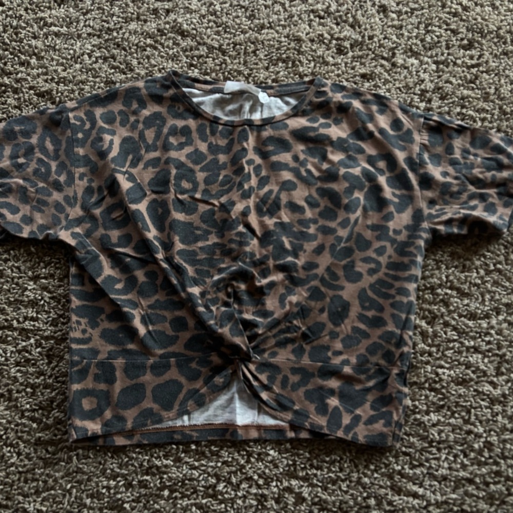 Leopard Print Knot Front Top